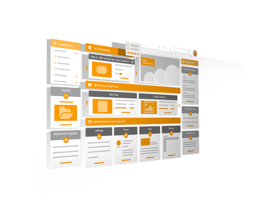 TrainingsverwaltungDas LMS zeigt übersichtlich das gesamte interne eLearning-Angebot. Klare Bedienungselemente im Front- und Backend unterstützen Trainer und Lernende. Das Corporate Design versetzt visuell sofort in eine vertraute Umgebung.