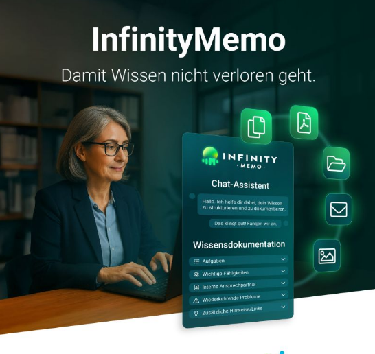 InfinityMemo Oberfläche zur Wissenssicherung vor Renteneintritt