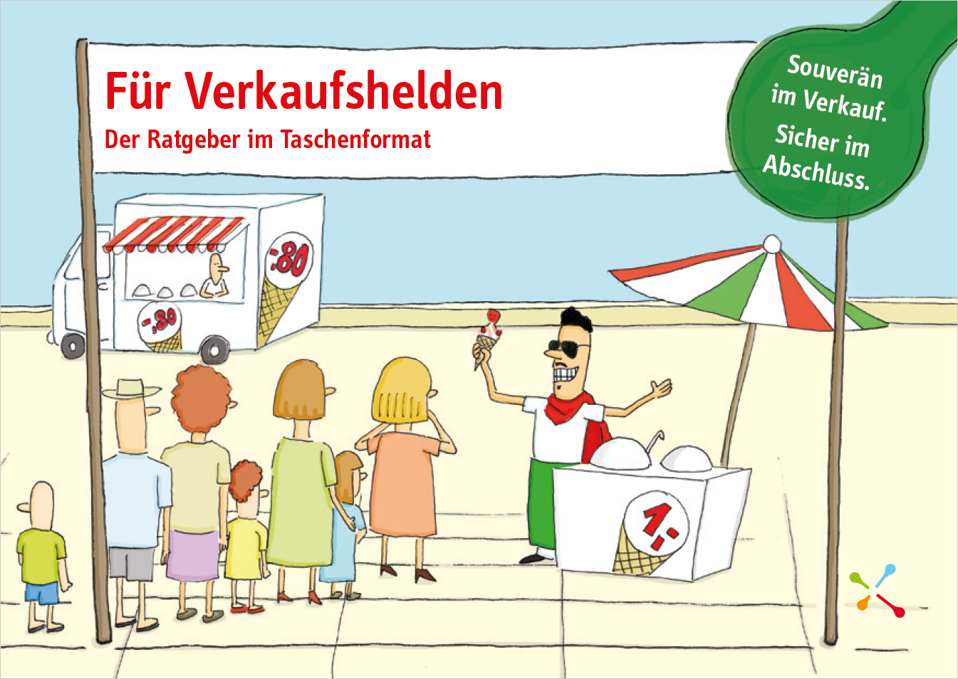 Mann verkauft Eis am Strand